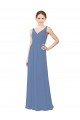 Affordable Draped V-Neck Luxe Chiffon Bridesmaid Dress