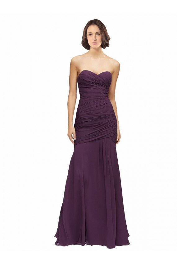 Affordable Full Length Chiffon Bridesmaid Dress with Sweetheart Neckline and Ruffles