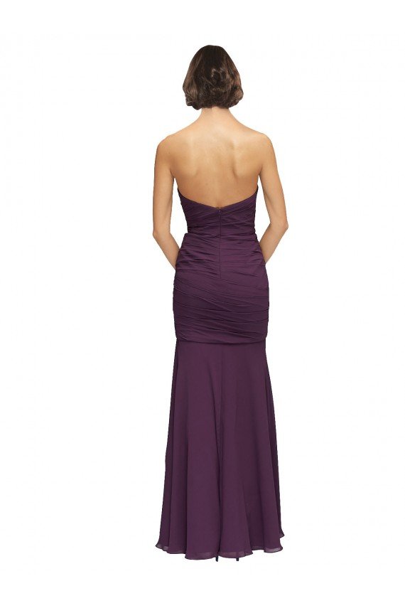 Affordable Full Length Chiffon Bridesmaid Dress with Sweetheart Neckline and Ruffles