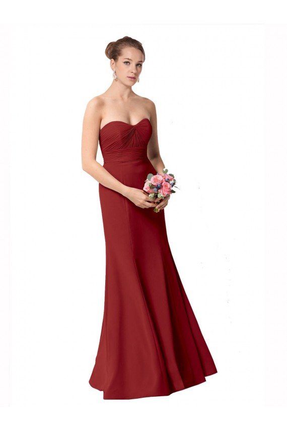 Affordable Full Length Sweetheart Chiffon Bridesmaid Dress with Ruched Bodice