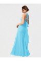 Affordable Long Halter Chiffon Bridesmaid Dress with Dropped Waist