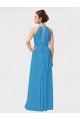 Affordable High Low Long Halter Keyhole Chiffon Bridesmaid Dress