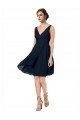 Affordable Short Knee Length Criss Cross Draped Chiffon Cocktail Bridesmaid Dress