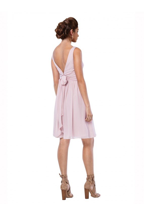 Affordable Short Knee Length Criss Cross Draped Chiffon Cocktail Bridesmaid Dress