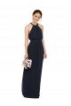 Affordable High Halter Neckline Chiffon Bridesmaid Dress with Slim Keyhole Back