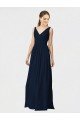 Affordable Long Chiffon Bridesmaid Dress with Shirred Bodice and V-Neckline