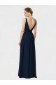 Affordable Long Chiffon Bridesmaid Dress with Shirred Bodice and V-Neckline