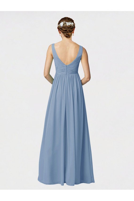 Affordable Long Chiffon Bridesmaid Dress with Sweetheart Neckline and Wide Straps