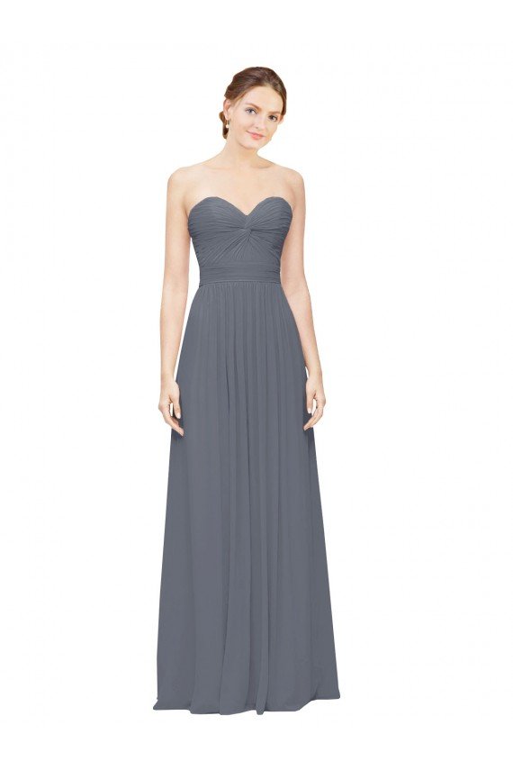 Affordable Twisted Waist Pleats Sweetheart Long Chiffon Bridesmaid Dress