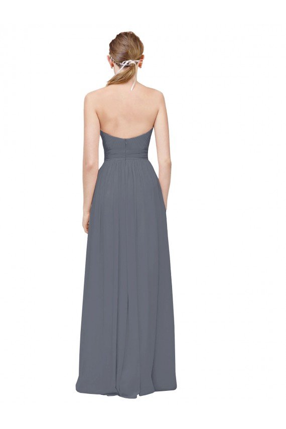 Affordable Twisted Waist Pleats Sweetheart Long Chiffon Bridesmaid Dress