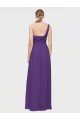 Affordable One Shoulder High Low Chiffon Bridesmaid Dress with Wrap Waist