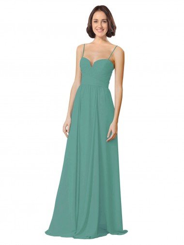 Affordable Spaghetti Straps Sweetheart A-Line Chiffon Bridesmaid Dress