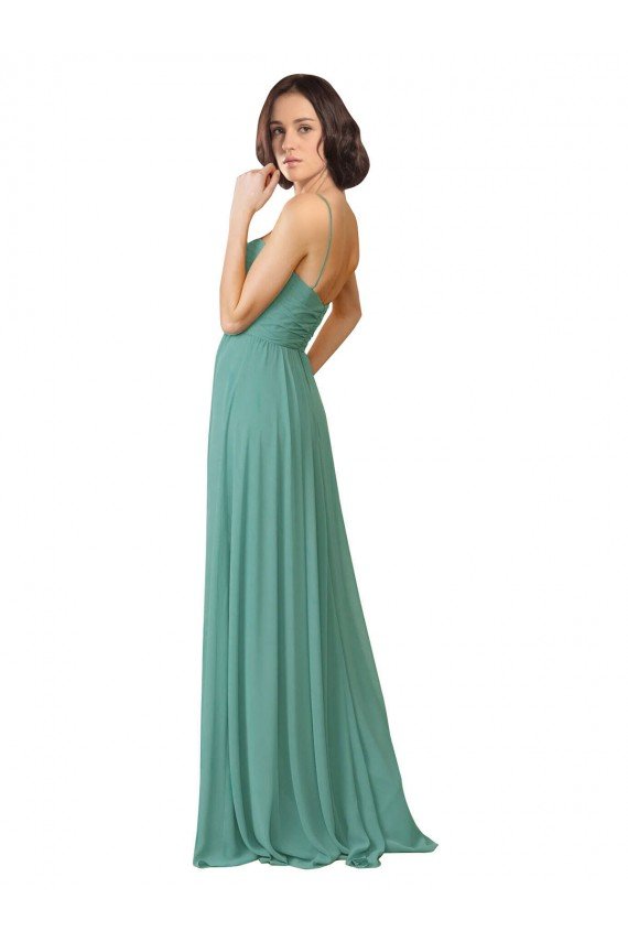 Affordable Spaghetti Straps Sweetheart A-Line Chiffon Bridesmaid Dress