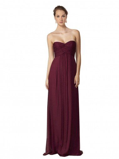 Affordable Floor Length Chiffon Bridesmaid Dress with Sweetheart Neckline