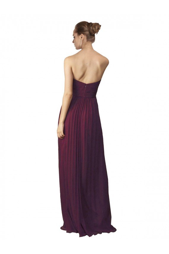 Affordable Floor Length Chiffon Bridesmaid Dress with Sweetheart Neckline