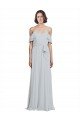 Affordable Off the Shoulder Spaghetti Strap Long Chiffon Bridesmaids Dress