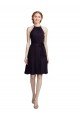 Affordable Short Knee Length High Neck Chiffon Bridesmaids Dress
