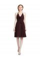 Affordable Short Knee Length Chiffon Bridesmaids Dress with Halter Cowl Neck