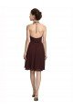 Affordable Short Knee Length Chiffon Bridesmaids Dress with Halter Cowl Neck