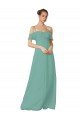 Affordable Hand-Ruched Chiffon Bridesmaid Dress with Flutter Sleeves