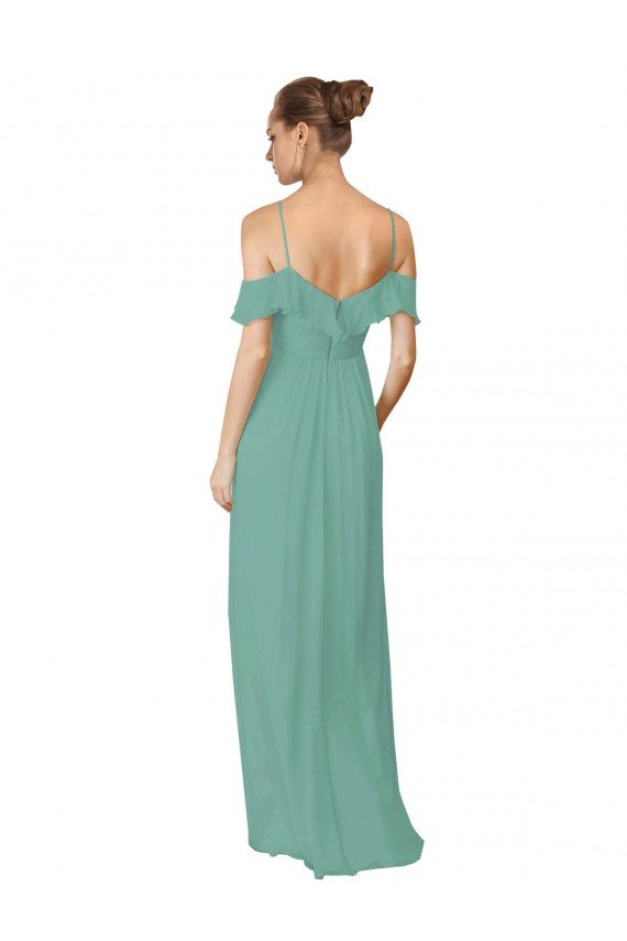 Affordable Hand-Ruched Chiffon Bridesmaid Dress with Flutter Sleeves