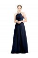 Affordable Halter High Neck Long Chiffon Bridesmaid Dress with Open Back