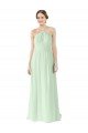 Affordable Front halter Neckline and Deep Back Long Chiffon Bridesmaid Dress