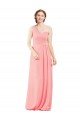 Affordable One Shoulder Sweetheart Neckline Long Chiffon Bridesmaid Dress