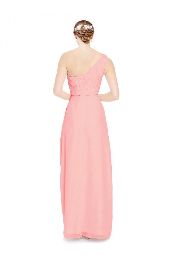 Affordable One Shoulder Sweetheart Neckline Long Chiffon Bridesmaid Dress