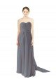 Affordable Long Chiffon Bridesmaid Dress with Sweetheart Neckline and Flowing Back