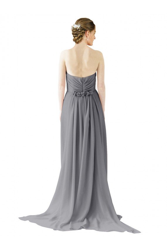 Affordable Long Chiffon Bridesmaid Dress with Sweetheart Neckline and Flowing Back