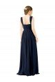 Affordable Square Neckline Sexy Open Back Long Chiffon Bridesmaid Dress