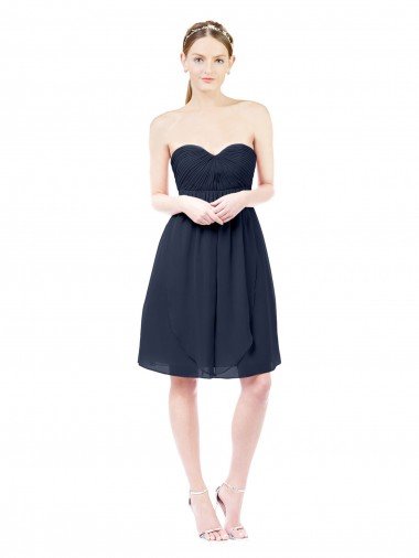 Affordable Sweetheart Cocktail Knee Length Chiffon Cocktail Bridesmaid Dress Open Back