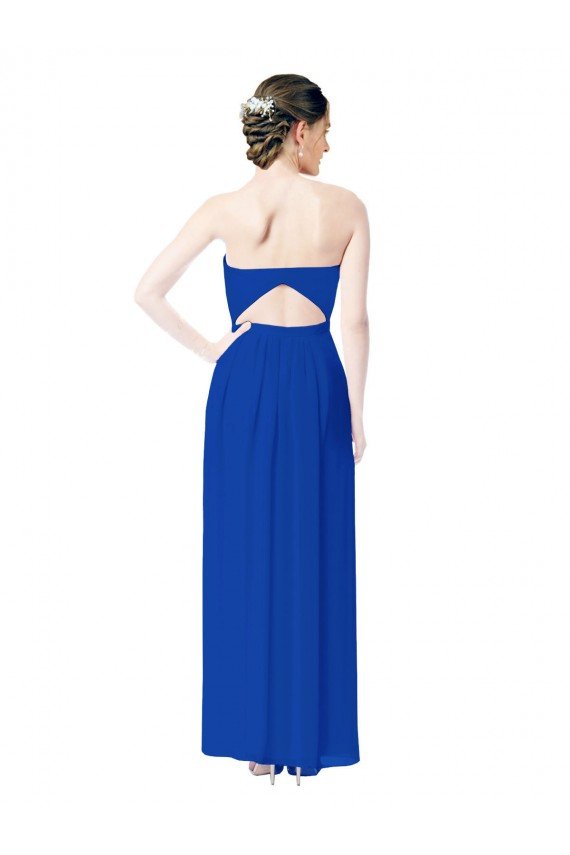 Affordable Strapless Sweetheart Keyhole Back Long Chiffon Bridesmaid Dress