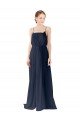 Affordable Spaghetti Straps Open Back Long Chiffon Bridesmaid Dress
