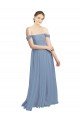 Affordable Long Floor Length Chiffon Bridesmaid Dress with Fluttering Off the Shoulder Straps