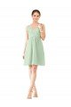 Affordable v-Neckline Short Knee Length Chiffon Cocktail Bridesmaid Dress