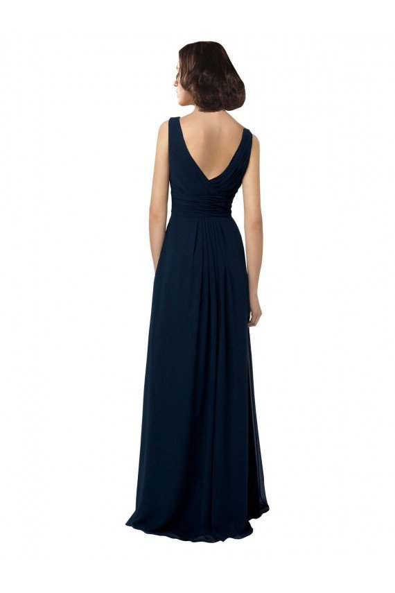 Affordable Chiffon Sleeveless Bridesmaid Dress with V Front and Back