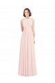 Affordable Sleeveless Chiffon High Neck Bridesmaid Dress with Diagonal Pleats