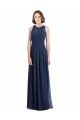 Affordable Chiffon High Neck Sleeveless Bridesmaid Dress with Pleats