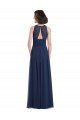 Affordable Chiffon High Neck Sleeveless Bridesmaid Dress with Pleats