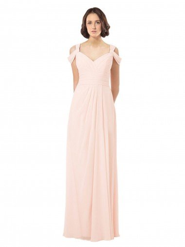 Affordable Chiffon Sweetheart Bridesmaid Dress with An Illusion Overlay
