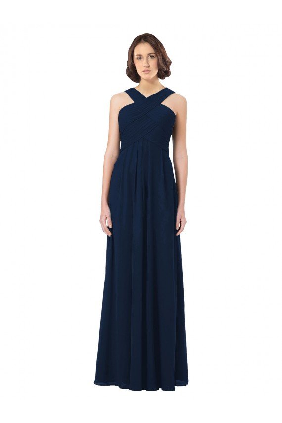 Affordable Long Chiffon Bridesmaid Dress V-Neck Top