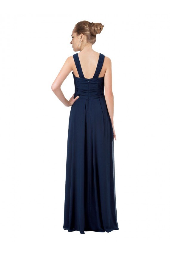 Affordable Long Chiffon Bridesmaid Dress V-Neck Top