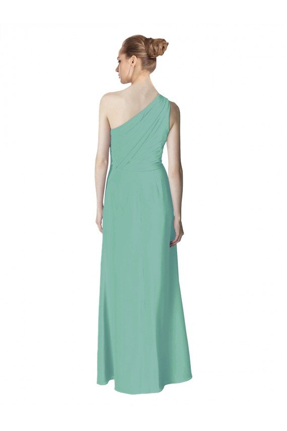 Affordable Long Chiffon One Shoulder Full Length Bridesmaid Dress