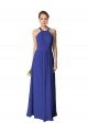 Affordable Long Full Length Chiffon Halter Bridesmaid Dress