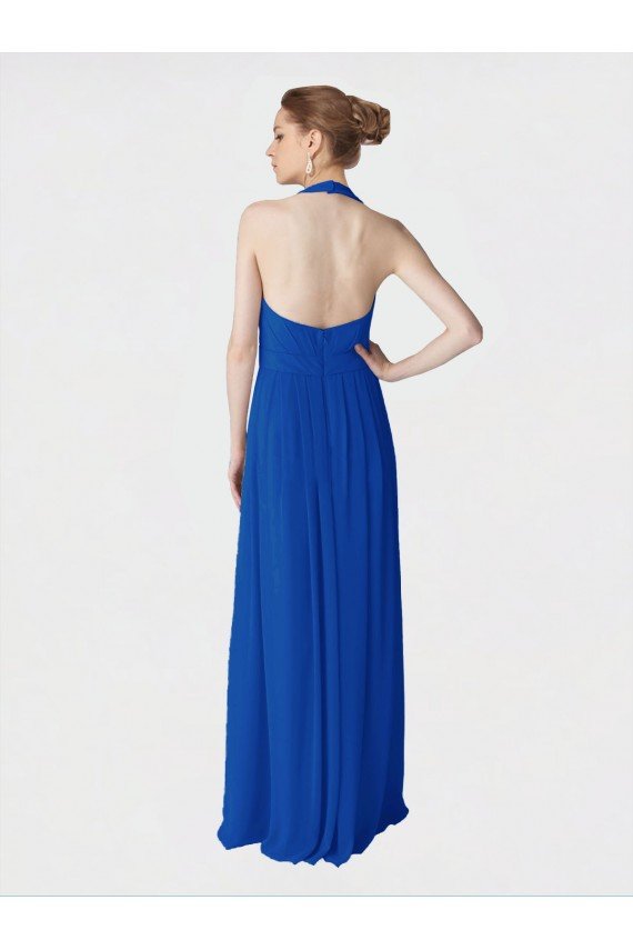 Affordable Long Full Length Chiffon Halter Bridesmaid Dress