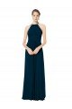 Affordable Spaghetti Strap Long Chiffon Halter A-Line Bridesmaid Dress