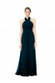 Affordable Keyhole Back Long Chiffon Halter Dress with Halter Straps Cross Neck