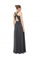Affordable Long Chiffon Halter Bridesmaid Dress Keyhole Back